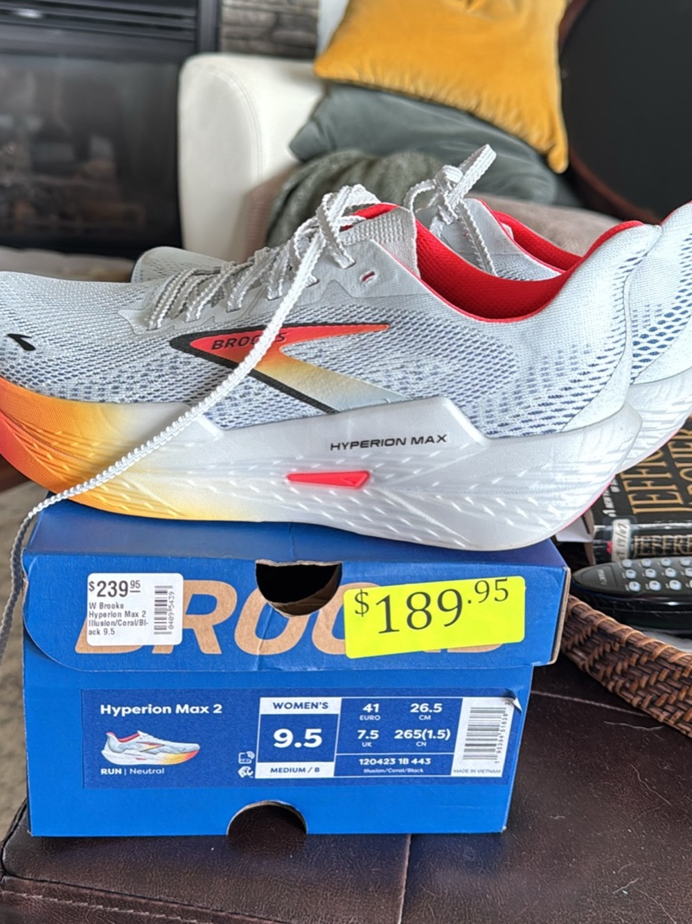 Brooks Hyperion Max 2 Running Shoe - White with Orange/Yellow Gradient
